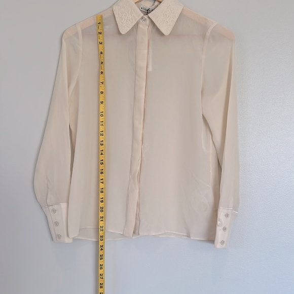 Alice + Olivia by Stacey Bendet Silk Blouse Champagne Size XS 100% Silk - Picture 5 of 11